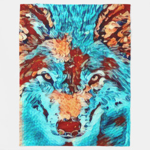 Post Impressionism Wild Wolf Spiritual Art Fleece Blanket