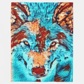 Post Impressionism Wild Wolf Spiritual Art Fleece Blanket