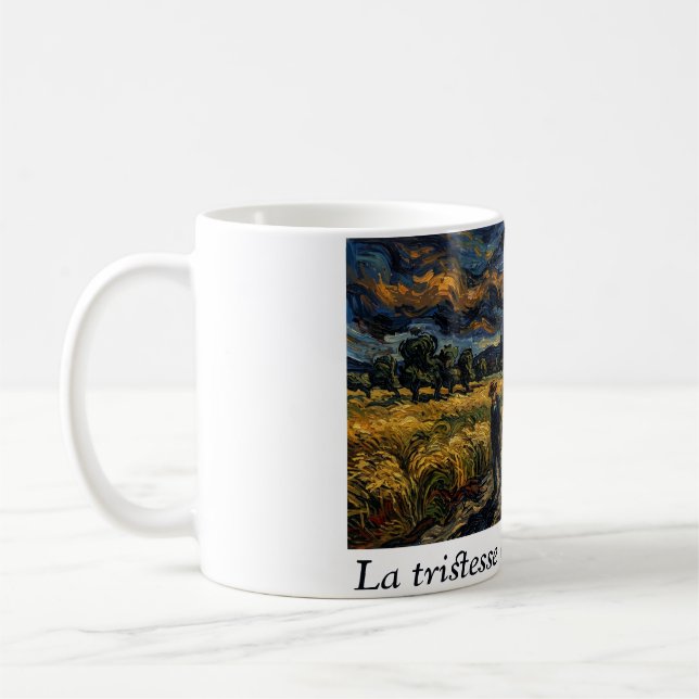 Post Impressionist Starry Night Wheat Field Art Coffee Mug (Left)
