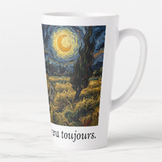 Post Impressionist Starry Night Wheat Field Art Latte Mug