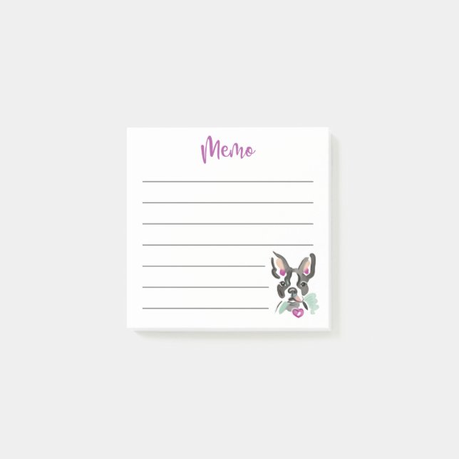Post it | Memo | Boston terrier | pink Post-it Notes (Front)