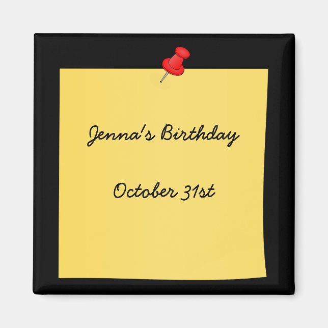 Post-It Note Reminder template, ready to customise Magnet (Front)