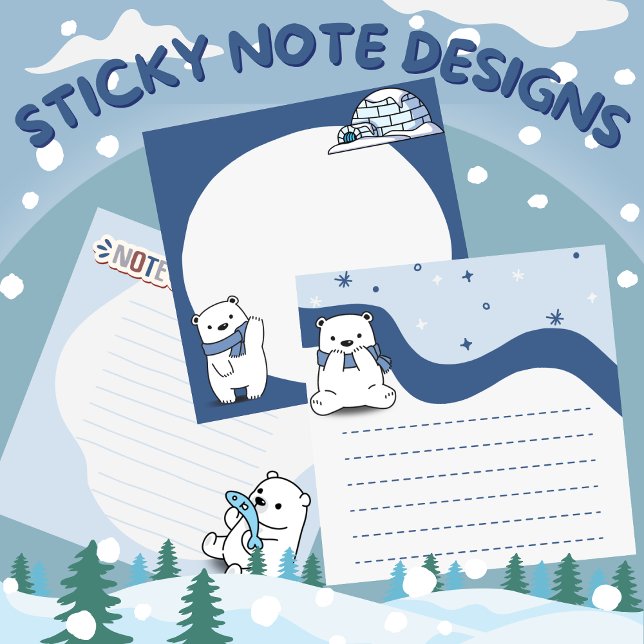 Post-It Notes (Sticky Notes/Post-it Notes/Memopad Design Polar Bear Theme)