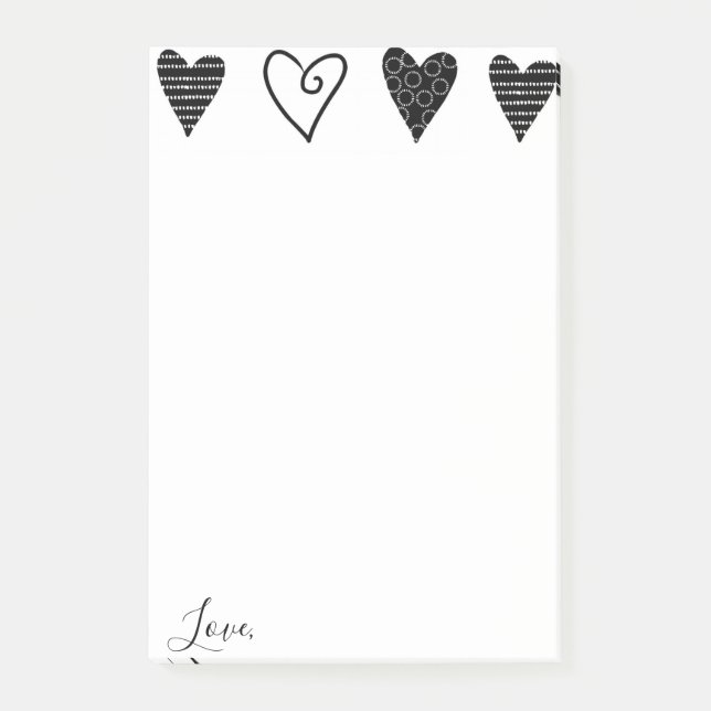 Post-it Notes Black Hearts Love (Front)