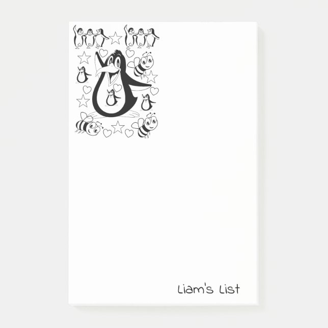 Post-it Notes Colouring Penguins Bumblebee (Front)