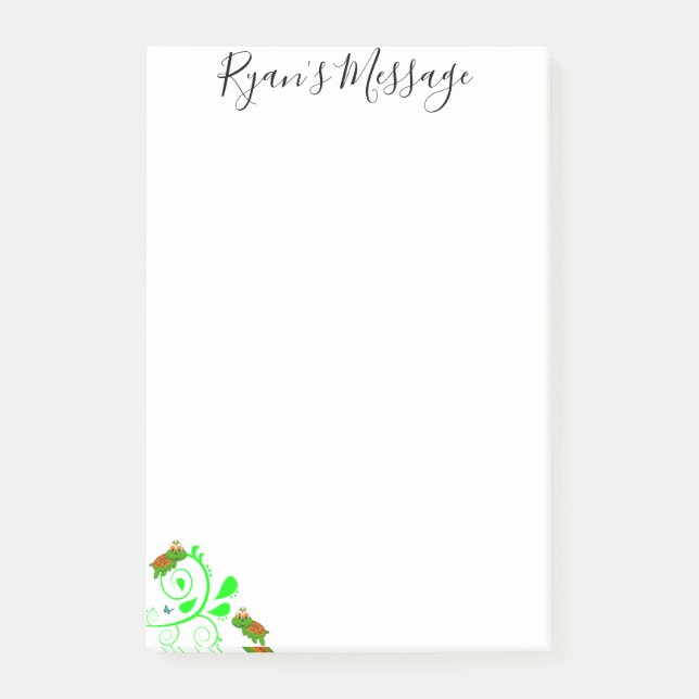 Post-it Notes Green Turtles Floral (Front)