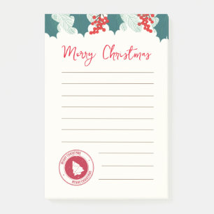 Post-It Notes with Christmas plants and a postage 