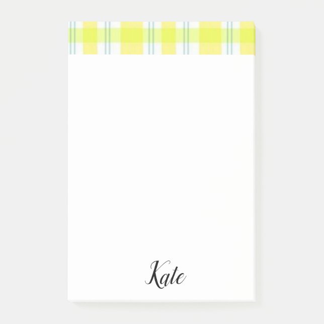 Post-it Notes Yellow Plaid (Front)