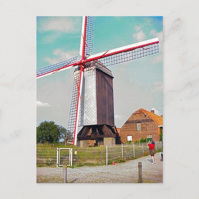 Post Mill at a farm Postcard (Front)