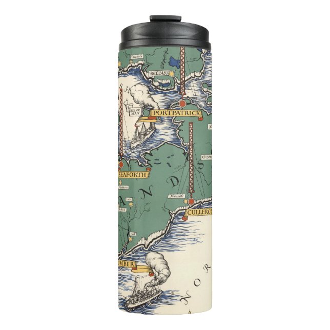 Post Office Wireless Stations Map, Great Britain Thermal Tumbler (Front)