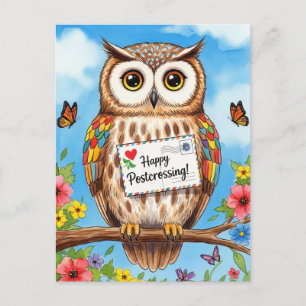 Post Owl Mail Bird Happy Postcrossing Postcard