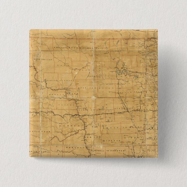Post route map of the Territory of Dakota 15 Cm Square Badge (Front)