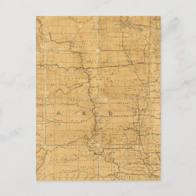 Post route map of the Territory of Dakota Postcard (Front)