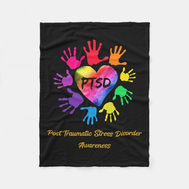 Post Traumatic Stress Disorder Awareness Hands Gif Fleece Blanket (Front)