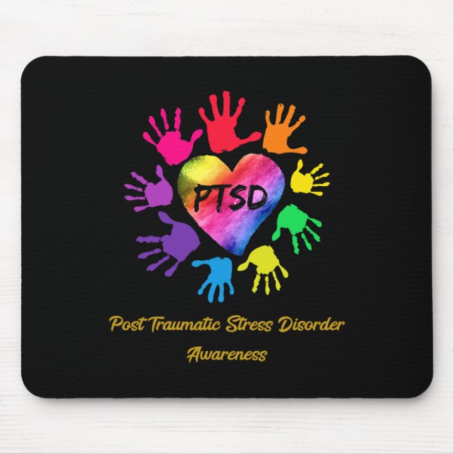 Post Traumatic Stress Disorder Awareness Hands Gif Mouse Pad (Front)