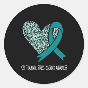 Post Traumatic Stress Disorder Ptsd Awareness Teal Classic Round Sticker