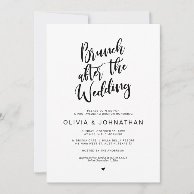 Post wedding, Brunch after wedding, Black script I Invitation (Front)