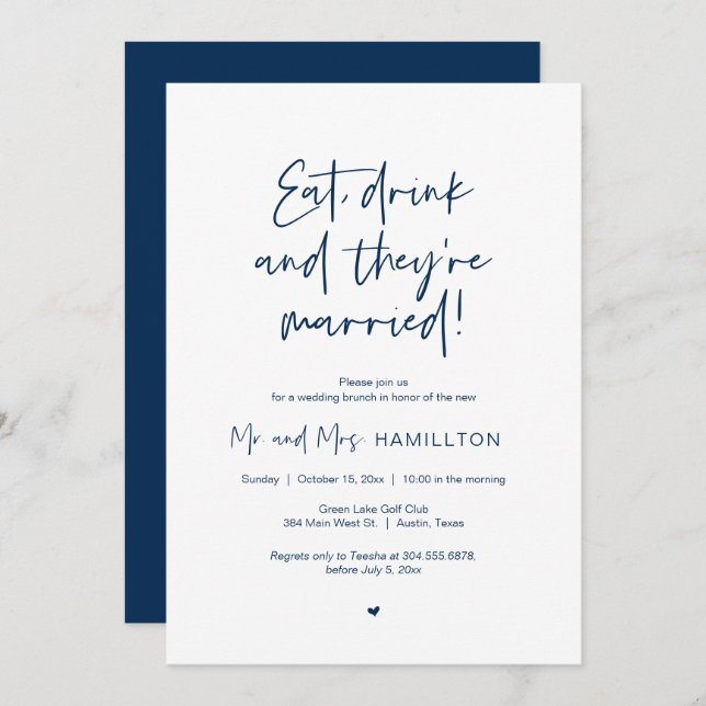 Post wedding Brunch, Eat, drink and married Invita Invitation (Front/Back)