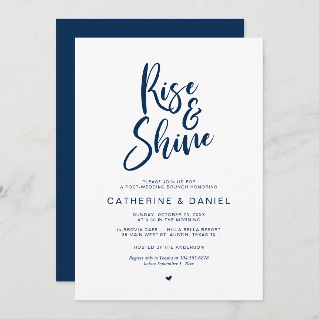 Post wedding Brunch, Rise and Shine Invitation (Front/Back)