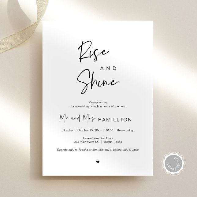 Post wedding Brunch, Rise and Shine Invitation (Post wedding Brunch, Rise and Shine Celebration Invitation Card, Modern Minimal Theme, Newlyweds)