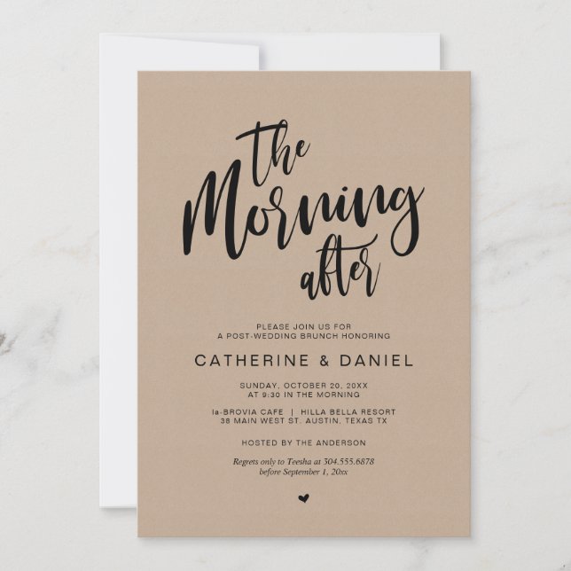 Post wedding Brunch, the morning after, Kraft Invitation (Front)