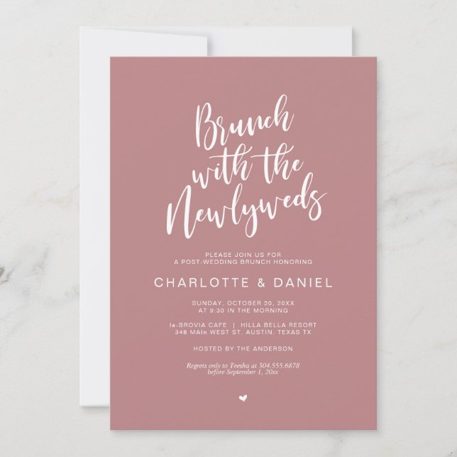 Post wedding, Brunch with the newlyweds Dusty Rose Invitation (Front)