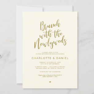 Post wedding, Brunch with the newlyweds, in Gold Invitation