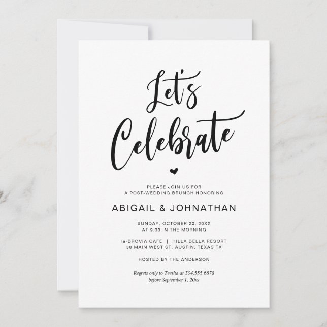 Post wedding, Eat, Lets celebrate, Brunch Invitation (Front)