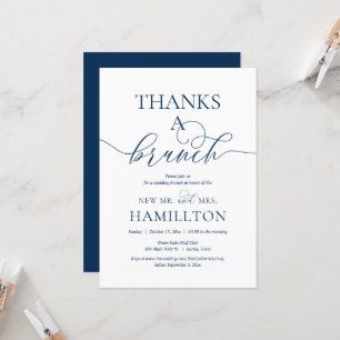 Post wedding elopement, Thanks a Brunch, Navy Blue Invitation