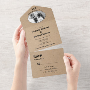 Post Wedding Minimalist Elopement Photo All In One Invitation