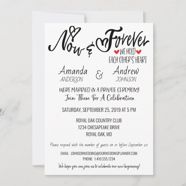 Post Wedding Reception After Party Invitation (Front)