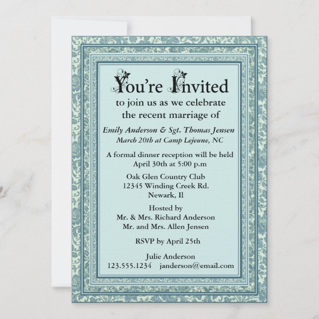 Post Wedding Reception Invitation (Front)