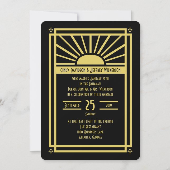 Post Wedding Reception Invitation -- Art Deco (Front)