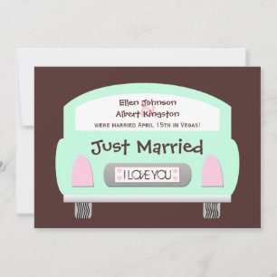 Post Wedding Reception Invitation -- Mint Car