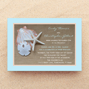 Post Wedding Reception Invitations - Beach Burlap