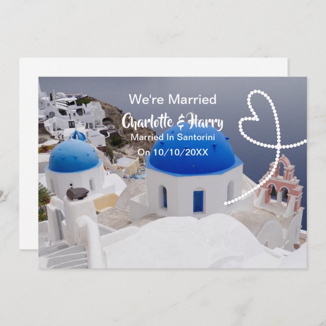 Post Wedding Reception Party Married In Santorini Invitation (Front/Back)