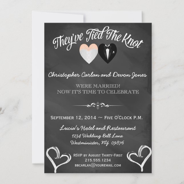 Post Wedding Trendy Chalkboard Invitation (Front)