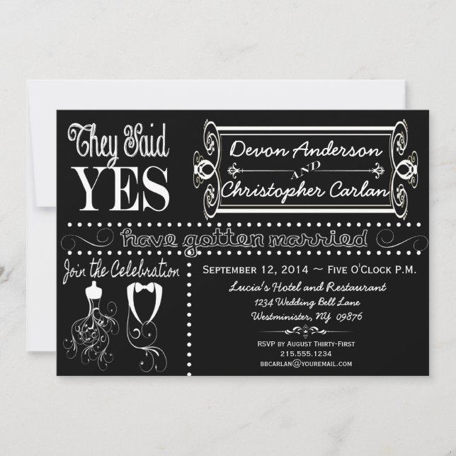 Post Wedding Trendy Chalkboard Invitation (Front)