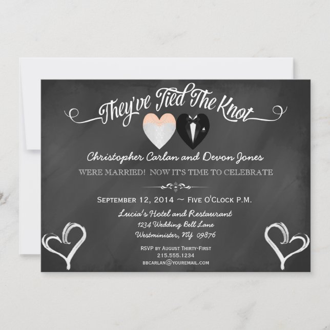 Post Wedding Trendy Chalkboard Invitation (Front)