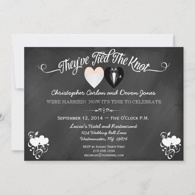 Post Wedding Trendy Chalkboard Invitation (Front)