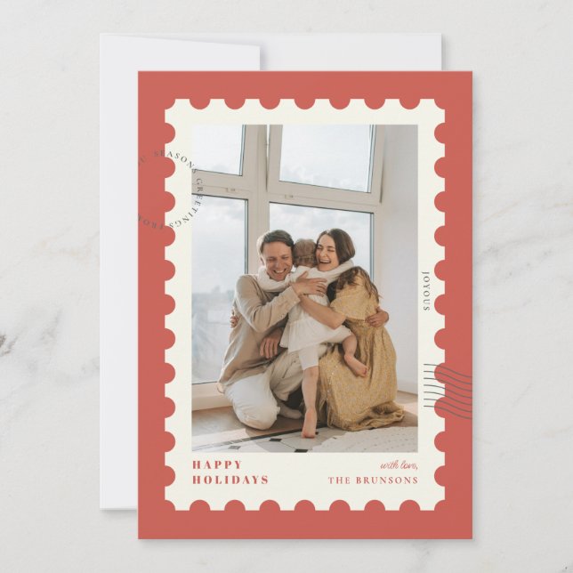Postage Photo Frame Christmas Holiday Card (Front)
