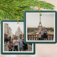 Postage Stamp 2 Photo Green Square
