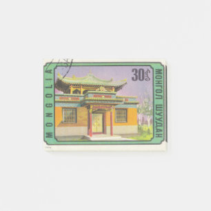 Postage stamp mongol-shuudan  with pagoda post-it notes