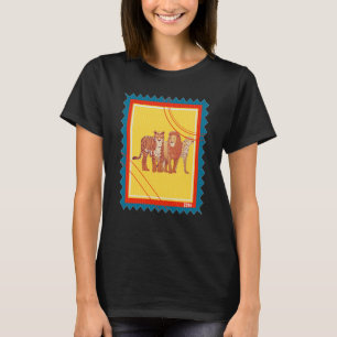 Postage Stamp Tiger Lion Cheetah Wild Animal T-Shirt