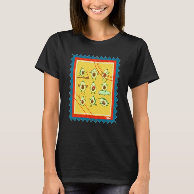 Postage Stamp Vegetarian Avocado Workout T-Shirt (Front)
