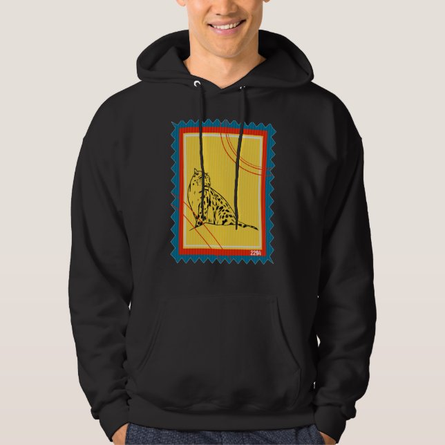 Postage Stamp Wild Animal Leopard Hoodie (Front)