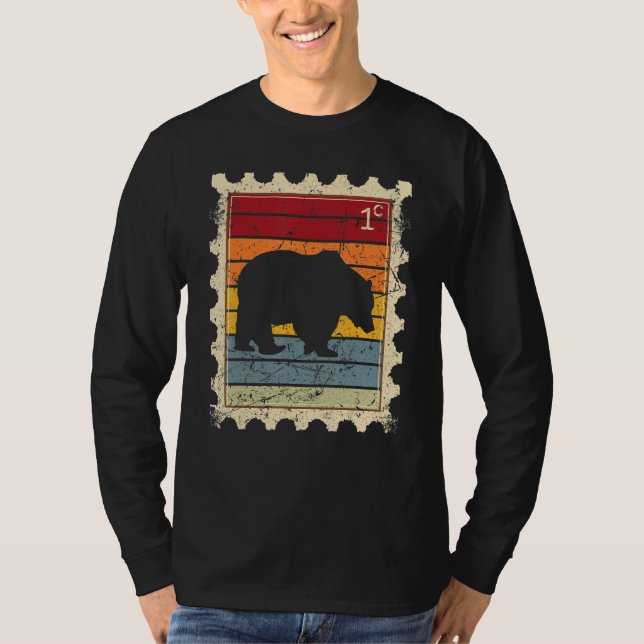 Postage Stamp With A Sunset Bear T-Shirt (Front)