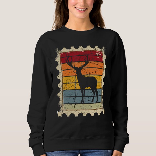 Postage Stamp With A Sunset Deer Sweatshirt (Front)