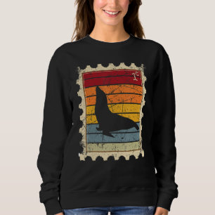 Postage Stamp With A Sunset Harbour Seal Sweatshirt