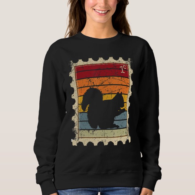 Postage Stamp With A Sunset Squirrel Sweatshirt (Front)